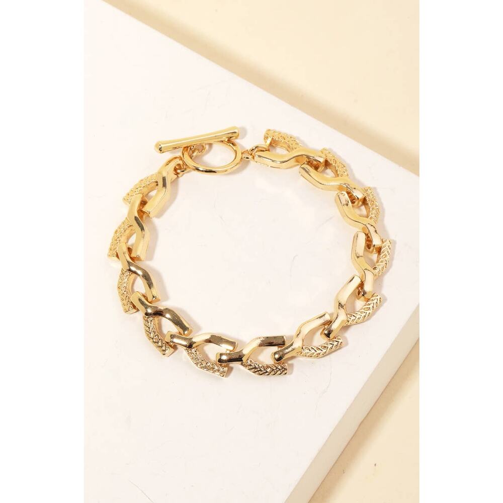 Wishbone Chain Link Toggle Chain Bracelet Gold